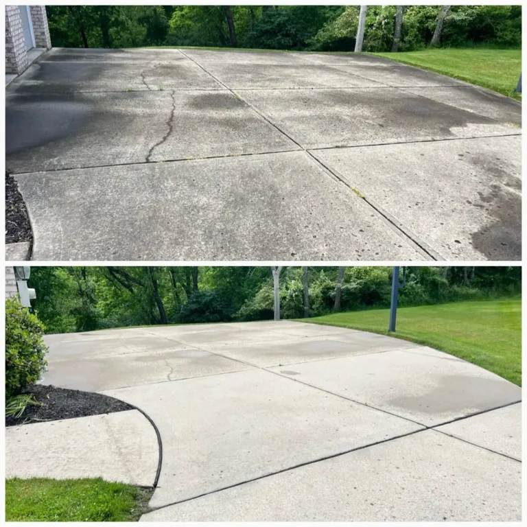 Slippery Concrete Driveway Restored by Pressure Washing.