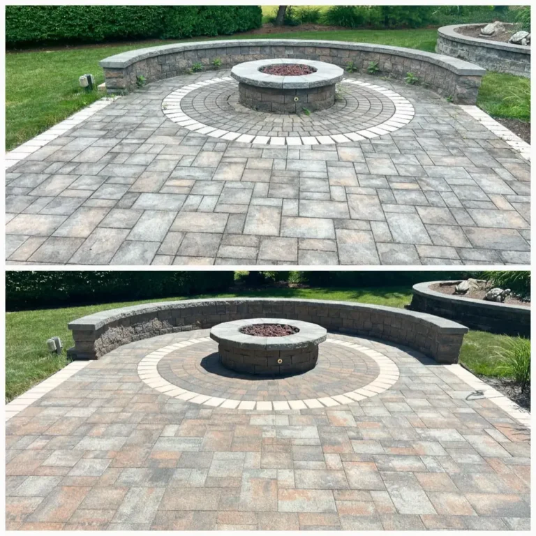 A Before and After Shows the Great Difference a Pressure Washing and Resealing Makes in a Cranberry Home.