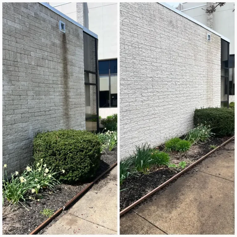 A Grayish White Stone Turns to Crystal White After Being Pressure Washed in Sewickley.