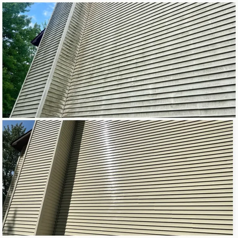 A Before and After Shows the Transformation a Sewickley Home Went Through After Being Properly Soft Washed.