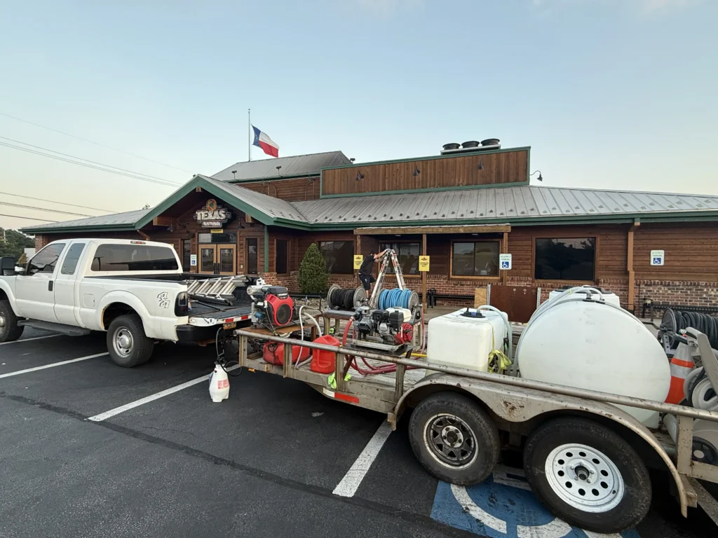 Commercial Pressure Washing Company Washes Texas Roadhouse Restaurant in Erie, PA.