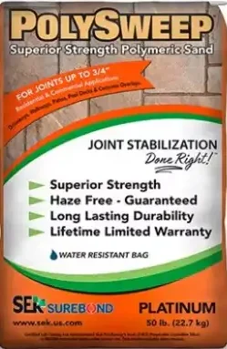 Platinum Polysweep Polymeric Sand 50lb Bag.