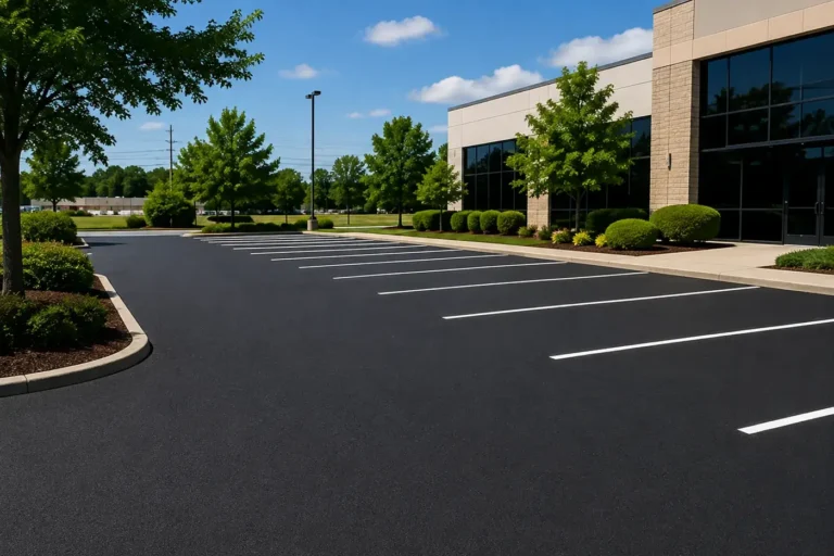 Freshly Painted Lines on an Erie Parking Lot.